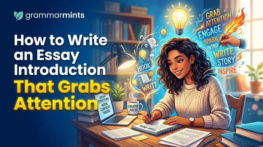 essay introduction, essay writing, academic writing, thesis statement, hook examples, writing skills, grammar tips, student guide, English writing, essay structure