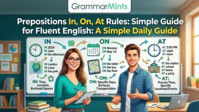 prepositions in on at rules