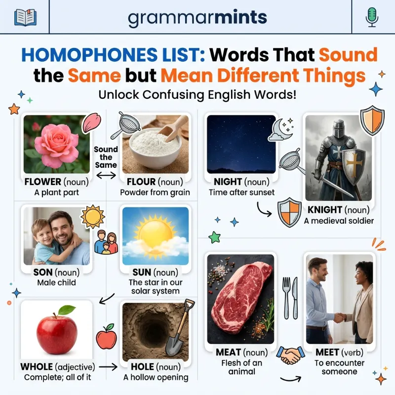 homophones list