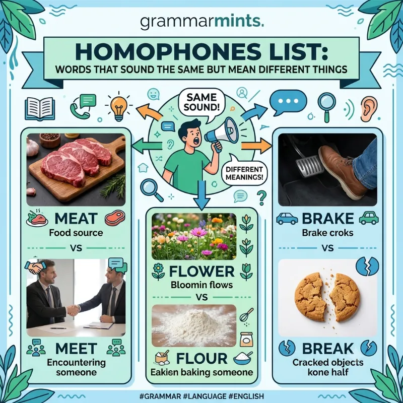 Homophones List: Words That Sound the Same but Mean Different Things