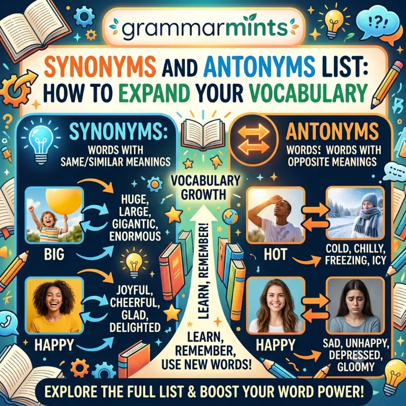 synonyms and antonyms list